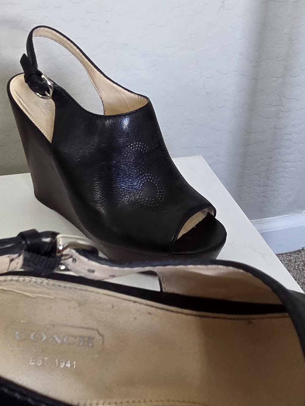 COACH Jade Slingback Wedge Heels Size 9B - Picture 5 of 8